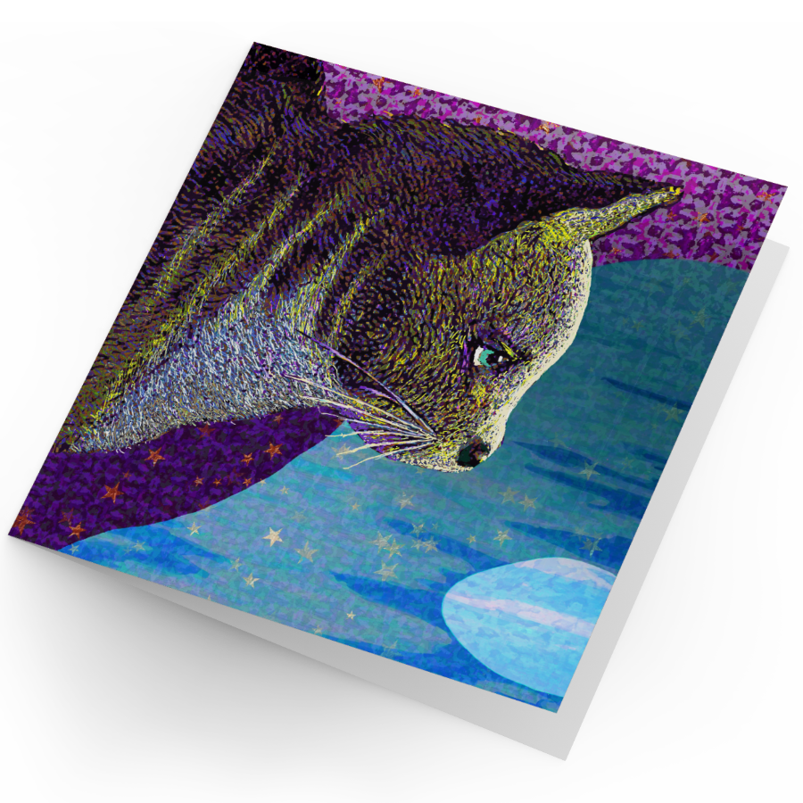 Water Moon Cat Card